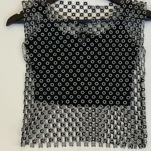 House of Harlow 1960 Black and White Patterned Crop Top
